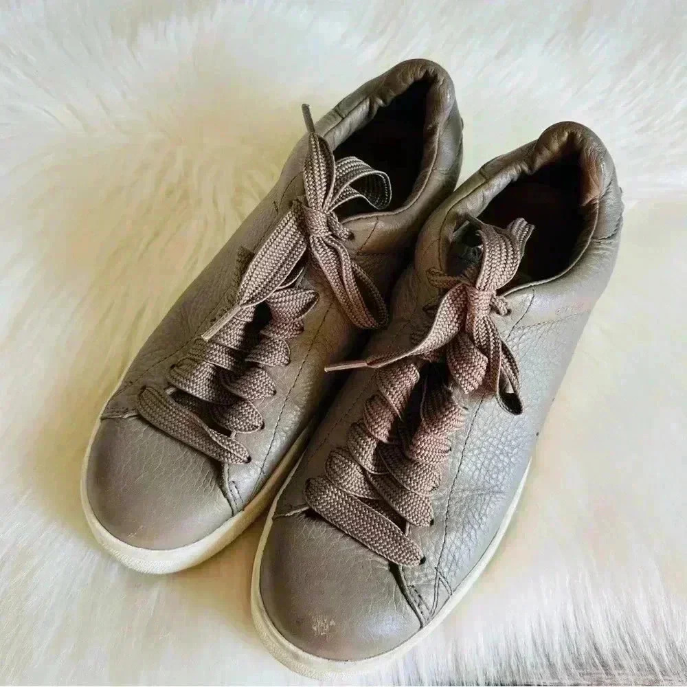 Coach Leather Sneakers Shoes Gray Lace Up Sz 7